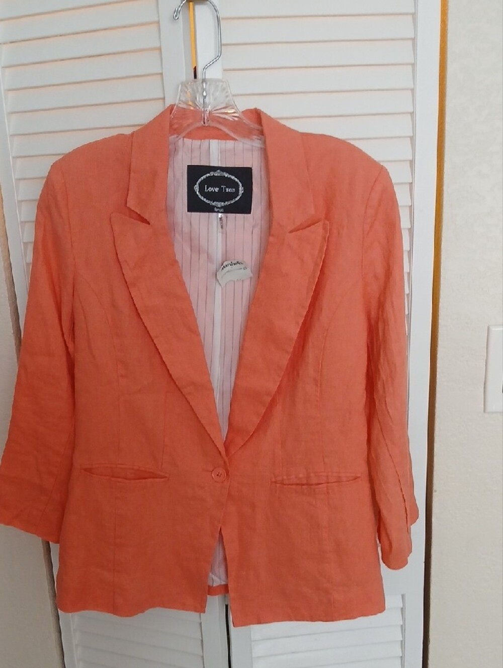 NWT Love Tree Coral Linen Blazer.